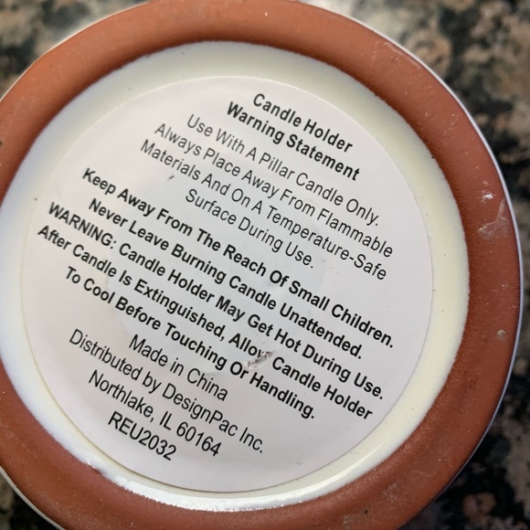 DesignPac pinecone glaze ceramic pillar candle holder - Picture 3 of 5